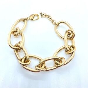 Large Oval Double Chain Link Gold Tone Bracelet